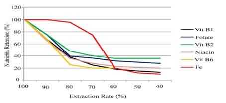 Loss of nutrients from wheat grain while milling