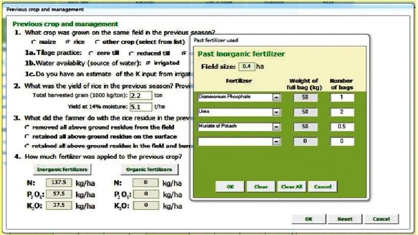 Nutrient Expert®: Previous Crop management data