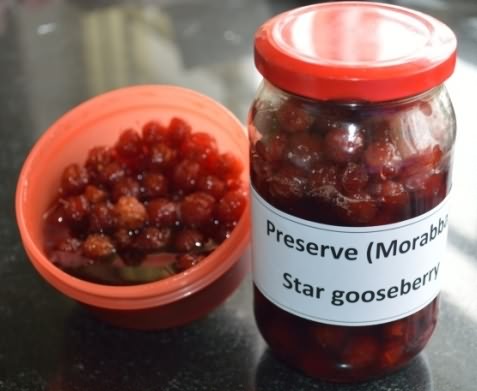 Preserve or murrabba of star gooseberry 